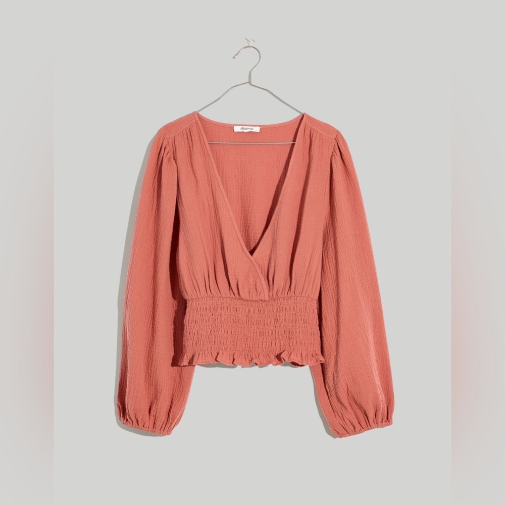 MADEWELL Lightspun Julianne Smocked-Waist Top Size S